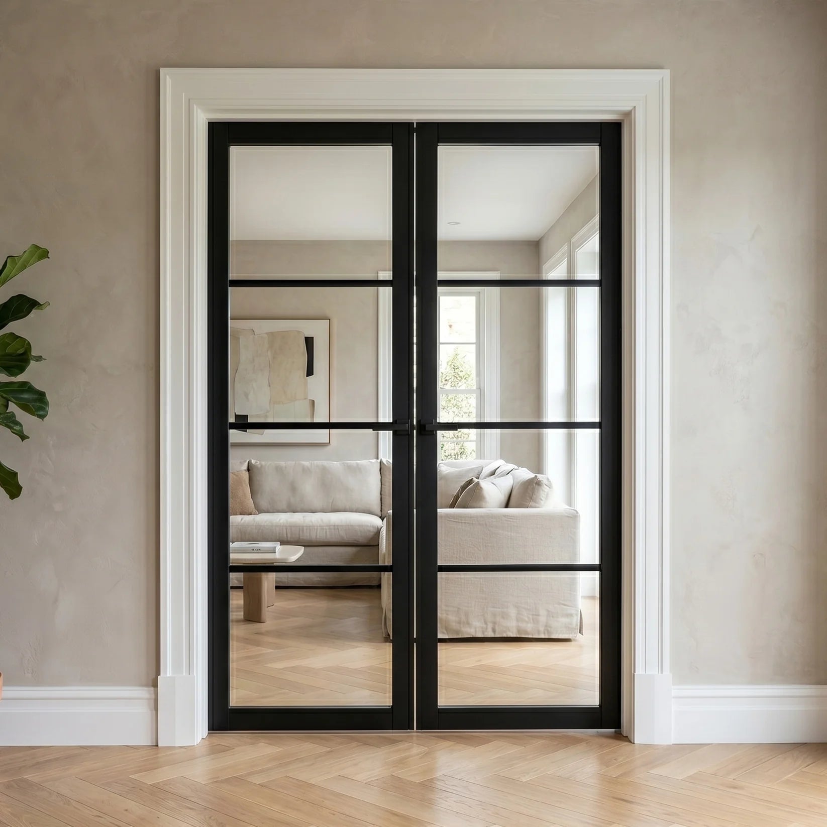 Internal Primed Industrial 2.0 Lifestyle 4 Light Clear Glass French Door