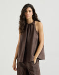 Techno cotton poplin broderie anglaise top with monili