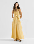 Techno cotton poplin belted dress
